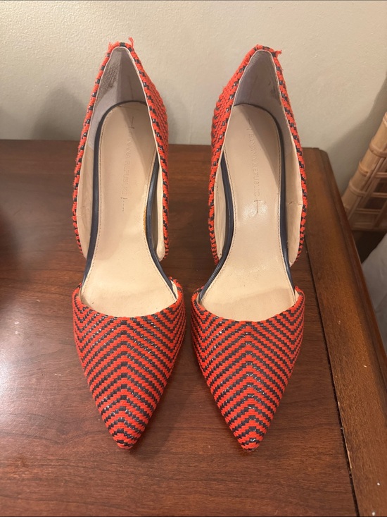 Banana Republic Shoes - Banana Republic Red and Black Chevron Pointed Pumps